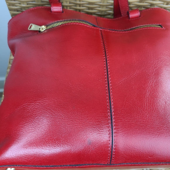 Patricia Nash Convertible Red Leather Tote Shoulder Bag - Picture 9 of 16